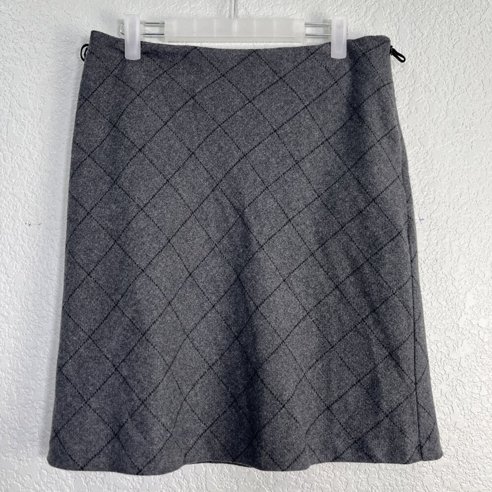 35th & 10th Skirt Women 11 Gray Wool Blend Diamond A-Line Mod Academia 90s Goth
